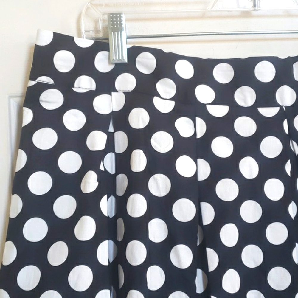 Vintage Black White Polka Dot Cotton A-Line Pleated Skirt Retro Classic XXL - Picture 4 of 8